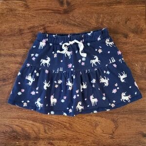 Navy Skirt with Unicorn and Floral Print